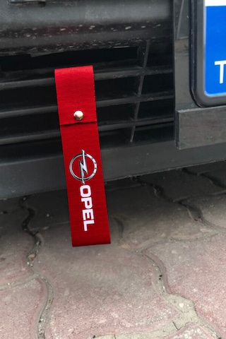 Opel Logolu Kırmızı Renk Yüksek Kalite Tampon Dili & Çeki İpi 2'li Set Kırmızı