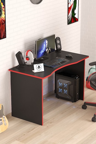 Eğri Kenar Oyuncu Masası Gamer Masası 120x60 Cm Siyah