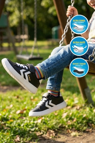 Hummel Siyah Cırtlı Hafif Cilt Unisex Çocuk Spor Ayakkabı 900869 Hml Malmo Jr