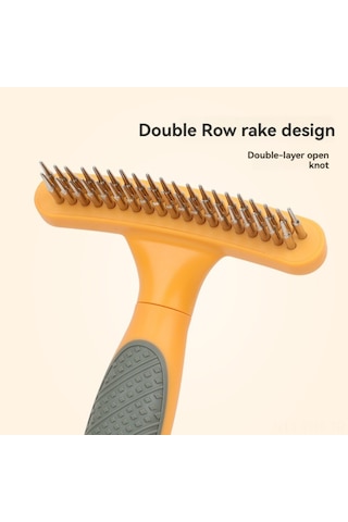 Hangfox Orta Uzun Tüylü Köpekler İçin Çift Sıralı Tırnaklı Tarak - Düğüm Açma, Bakım Ve Masaj Fonksiyonuyla Saç Bakımı Aracı Turuncu