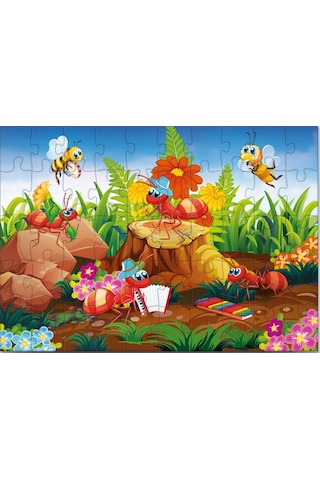 Star Puzzle 50 Parça Müzisyen Böcekler Çocuk Puzzle 1 Adet