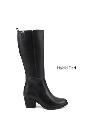 Gönderi(R) Gönderi R Kadın Siyah Fermuarlı Kalın Topuklu Hakiki Deri Çizme Gkzc13452526