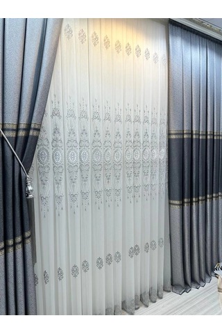 Nivemeshome Eliza Gri V-2536 1/3 Sık Pile Fon Perde Apm Gri