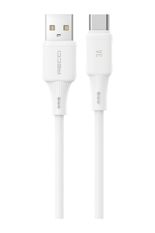 Recci Rs52c Usb-a To Type-c 3a Hızlı Şarj Özellikli Data Ve Şarj Kablosu 1m Beyaz