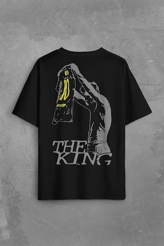 The King Leo Lionel Messi Barcelona Forma Beyaz Sırt Ön Baskılı Oversize Tişört Unisex T-shirt 001