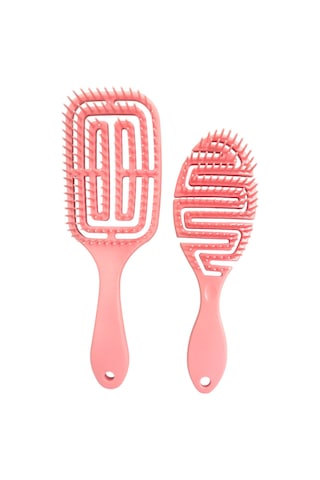Croc Saç Fırçası Seti 2li Somon - Saç Açıcı Fırça, 3d Detangler Brush - Tarak Hediyeli