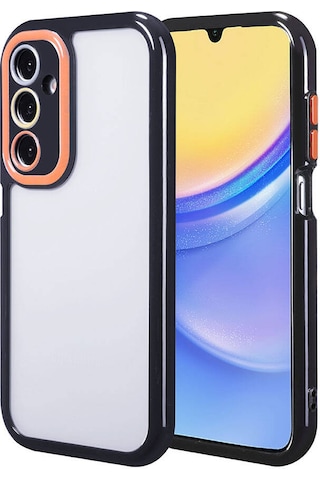 Samsung Uyumlu Galaxy A15 Kılıf Kamera Korumalı Renkli Kenar Ve Çerçeve Tasarımlı Zore Vitamin Kapak Siyah