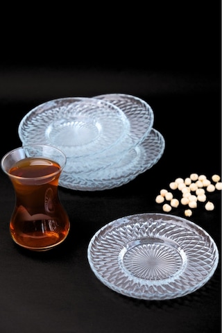 Tabak Evi Aden Sensu Cam Çay Tabağı 12cm Sade 6 Lı 2494 Şeffaf