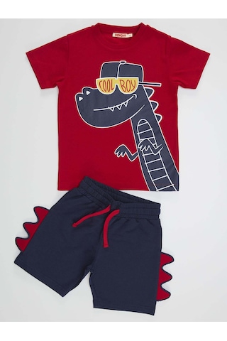 Denokids Cool Dino Erkek Çocuk Şort Takım Çok Renkli