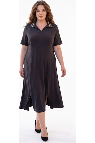 Wearon Kadın Polo Yaka Kısa Kol Likralı Elbise 7386 Bgl-st05664 Siyah