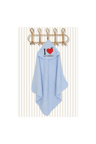 %100 Pamuk Yenidoğan Bebek Kundak Nakışlı Banyo Havlusu Krem 0 - 36 Ay