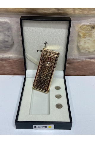 Promise Marka Sarı Gold Renk Pilli Model Kare Kare Desenli Çakmak