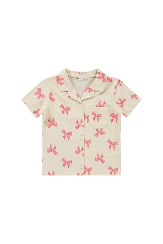 Civil Girls Fiyonk Desenli 10-13 Yaş Pijama Takımı - Fil Dişi