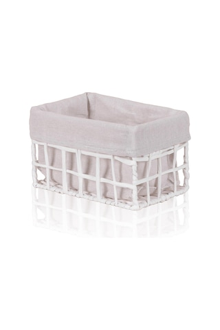 The Mia Braid Hasır Organizer Sepet Beyaz 22x14x13 Cm