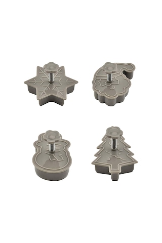 Maiyame Noel Kurabiye Kesici Seti, 3d Plastik Spring Press, Pasta Ve Tatlı Kalıpları 4/8 Adet Gri
