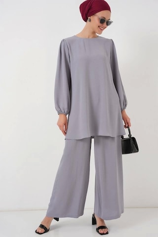 Defymoda Ayrobin Tunik Pantolon Alt Üst Takım 6712 - Gri Gri