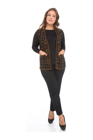 Uludağ Triko Kadın Çiçek Desen Kilim Yelek / Ana