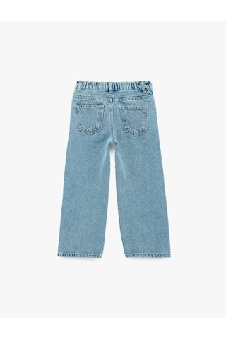 Koton Pamuklu Bol Kalıp Cepli Geniş Paça Denim Pantolon Orta İndigo 6smg40014ad