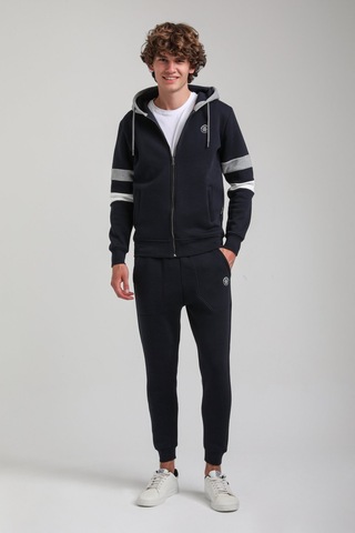 Kapşonlu Ve Fermuarlı Lacivert Slim Fit Full-zip Sweatshirt 23fwm64068 Lacivert