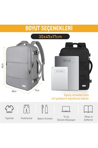 Haegs Laptop Sırt Çantası, Seyahat Çantası Hafif El Çantası Küçük Bavul Valiz, Uçak Onaylı Bagaj Çantası, Erkek Ve Bayan İçin, 15.6 İnç Notebook Dizüstü Bilgisayar Macbook Laptop Çantası, Gri