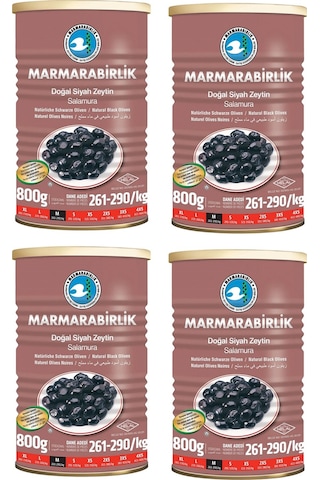 Marmarabirlik Doğal Salamura Zeytin 800 Gr Teneke M Boy 261-290 X 4 Adet