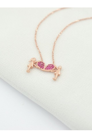 Brezza Lusso Jewelry Kalp Tutan Aşıklar Kolyesi Kadın Gümüş Kolye 42 CM