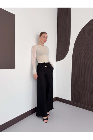 Verymoda Keten Pantolon D2381 Siyah