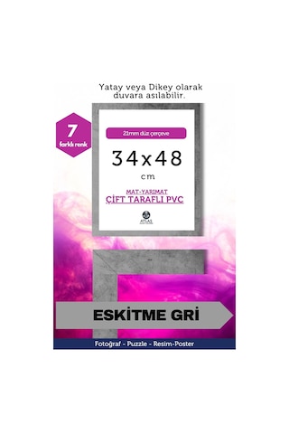 Gri-21mm-34x48 Cm Mat Pvc Li Camsız Fotoğraf Puzzle Belge Çerçeve Yatay Dikey Asılabilme. 78218276