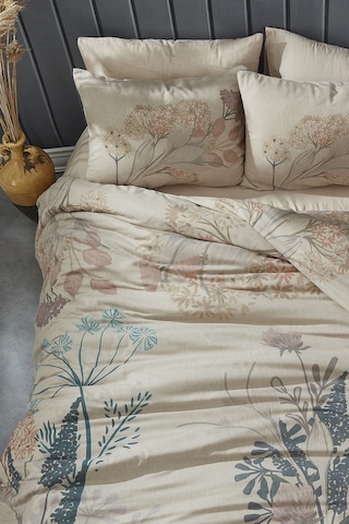 BonjardinHome Lotus Keten Nevresim Takımı Krem Renk Krem