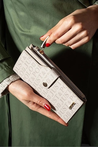 Just Polo Kadın 20 Kart Bölmeli Fermuarlı Ve Kapaklı Cüzdan Shopper Gri