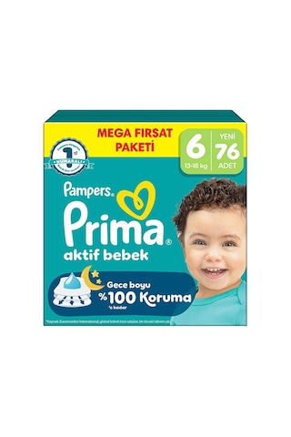 Prima Aktif Bebek Mega Fırsat Paketi 6 Beden 76 Adet