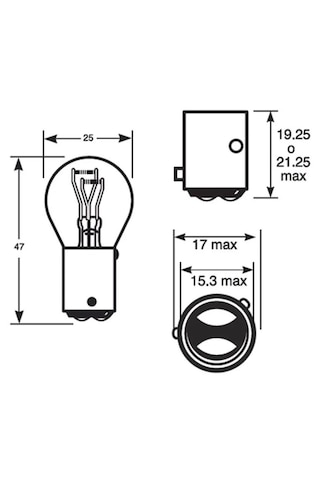 12v 1016 P21/5w Stop Ampulü Çift Duy Yakın Tırnak 10 Adet