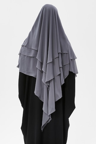 Altobeh Hazır Pratik Şifon Üç Katlı Peçeli Üçgen Hac Umre Şalı Sufle Hijab Nikap Füme