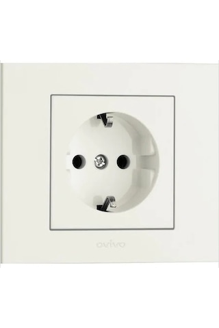 Ovivo Grano Çerçeveli Topraklı Çerçeveli Priz Beyaz