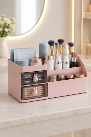 Galeriyo Makyaj Organizeri Çekmeceli Pembe