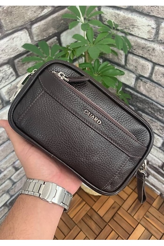 Guard Leather Guard Kahverengi Hakiki Deri Şifreli El Çantası Çok Renkli