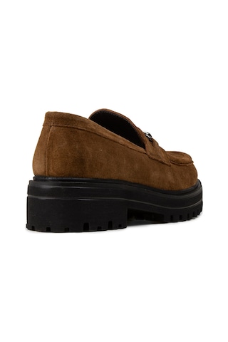 Deery Kadın Hakiki Süet Taba Renkli Toka Detaylı Loafer - 02024ztbae01 Taba