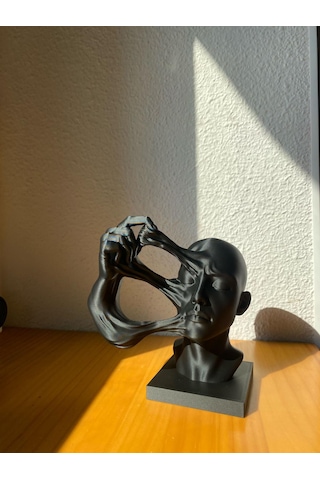 Dekoratif Modern Yüz Heykel Biblo - 15x13 Cm Siyah Aksesuar