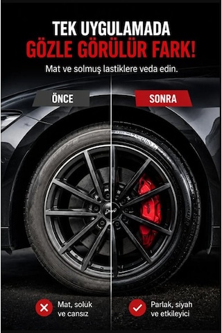 Lastik Parlatıcı Sprey 500 Ml Islak Görünüm, Kalıcı Parlaklık, Lastik Bakım Ultra Black 1 Adet