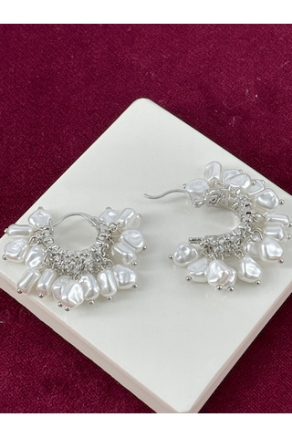 Çoklu Beyaz Taşlı Silver Küpe Silver