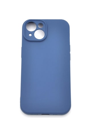 Apple Uyumlu iPhone 13 Düz Renk Esnek Yumuşak Silikon Kılıf Rubber İndigo Mavi