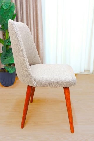 Mutfak Sandalye Kılıfı-büyük Oval Likral Kum Desen Yıkanabilir Lastikli Sandalye Örtüsü Chair Cover Vizon