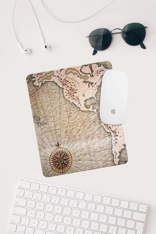 Eski Harita Çizimli Bilek Destekli Dikdörtgen Mouse Pad Mouse Altlığı. Mousepad