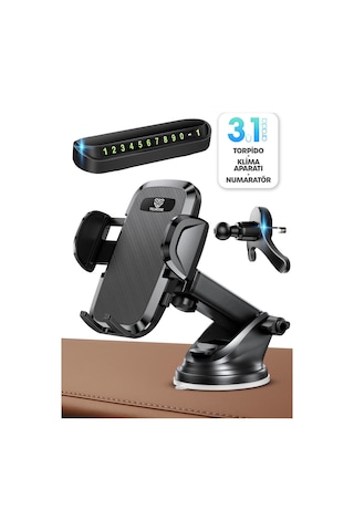 2li Set Numaratör + Araç Telefon Tutacağı Torpido Cam Klima Vantuzlu Araba Telefon Tutucu Tt01