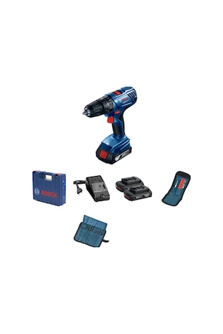 Bosch Professional GSB 180-LI 2.0 Ah Çift Akülü Darbeli Vidalama Makinesi + 23 Parça Set - 06019F8308
