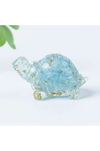 Monyee Mavi Kırmızı Kristal Kaplumbağa Heykeli, Altın Folyo İle Dekore, Ev Dekoru Ve Feng Shui Sağlık Amulet, 1 Adet