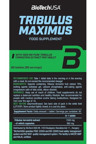 Bıotech Usa Tribulus Maximus 1500 MG 90 Tablet