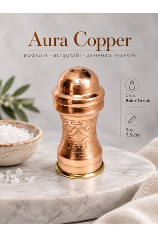 Aura Copper El İşlemeli Bakır Tuzluk Dekoratif Sofra Tuzluğu Ve Baharatlık Ac-tz-002