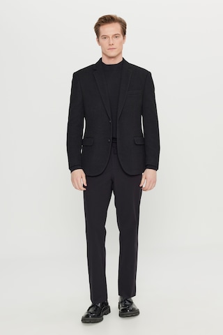 Premıum Altınyıldız Erkek Sıyah Yünlü Regular Fit Normal Kesim Mono Yaka Kapak Cepli Blazer Ceket Siyah