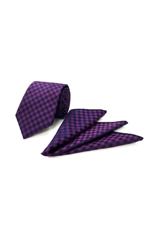 Venchy Mor Lacivert Kazayağı Desen Mendilli Kravat 4240 - 2Mk Mor